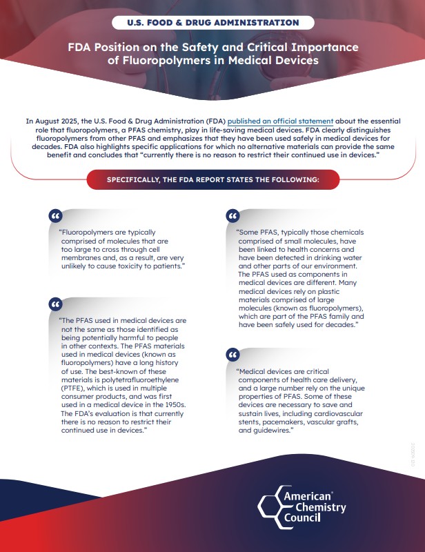 Infographic of FDA Position on Fluoropolymers in Medical Devices